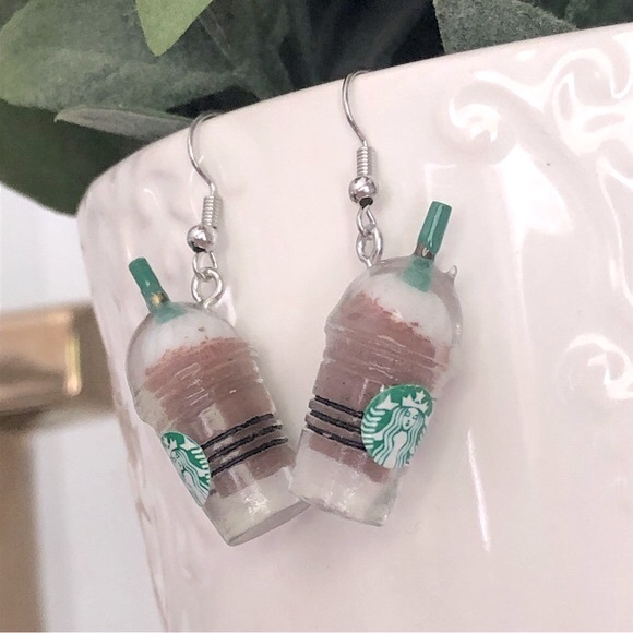 New “Starbucks” Frappuccino Iced Coffee Latte Dangling Drop Fun Unique Earrings - Picture 7 of 7